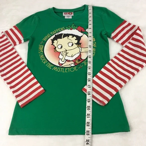 Betty Boop Juniors Size S Christmas Top Green - Picture 5 of 6